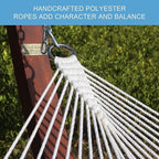 Lazy Daze Hammocks 12FT Quilted Fabric Double Hammock with Spreader Bars and Detachable Pillow, 2 Person Hammock for Outdoor Patio Backyard Poolside, 450 LBS Weight Capacity, Blue Chevron Stripe
