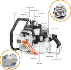 FARMMAC F070W Gas Chainsaw with 42 Inch Alloy Solid Bar, 105cc 2-Cycle Gasoline Power Chain Saws, 4.8KW 6.5HP Power Chain Saw, All Parts Compatible with MS070 090 (F070W WITH 42 INCH BAR/CHAIN)