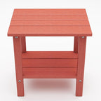 OTSUN Outdoor Side Table, Weather Resistant HDPE Outdoor Table, 2-Tier Small Patio Tables for Outside or Indoor (Red)