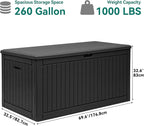 YITAHOME 260 Gallon Double-Wall Deck Box with Divider & Side Handles, Outdoor Large Storage for Patio Furniture Cushions, Garden Pool Accessories, Water Resistant & Lockable