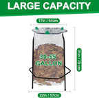 Aobiono Trash Leaf Bag Holder Stand, Garbage Bag Support Frame for 30-55 Gallon Lawn Bags, for Yard Kitchen Garden Outdoor Camping Waste, with Reusable Bag Clips, Heavy Duty (Black)