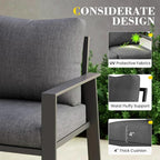 Aluminum Patio Furniture Chair, Outdoor Seating Set 4" Cushion Loveseat Sofa for Balcony
