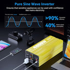 XWJNE 4000W Pure Sine Wave Power Inverter 12V DC to 120V AC Converter with LED Display and Remote Controller for Home, RV, Truck, Off-Grid Solar Power