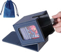 AFIING MTG Deck Box for Commander Display,Card Deck Box Fits 100 Double Sleeved Cards, Magic Commander TCG Card Storage with 2 Dividers,Dice Bag and 1 Toploader(Blue/Grey)