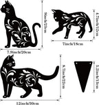 URATOT 3 Pack Metal Cat Garden Statues Black Cat Silhouette Cats Decorative Stakes Garden Outdoor Statues Animal Stakes for Yard Decor and Lawn Ornaments