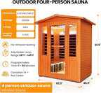 4 Person Outdoor Sauna Far Infrared Saunas Dry Sauna Room Wood Wooden Sauna Outdoor and Red Cedar Low EMF 2600W/240V with Oxygen Bar, 7 Color Light, Control Panel, Speaker - 62.2 * 46.9 * 81.9 in