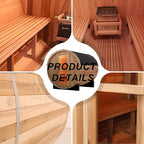 Outdoor Barrel Steam Sauna, 4-6 Person Wood Sauna Room with 6kw Toule Electric Heater with Sauna Stone, Canadian Red Cedar Wooden Sauna, Sauna Accessories and Asphalt Shingle Roof (Red Cedar)