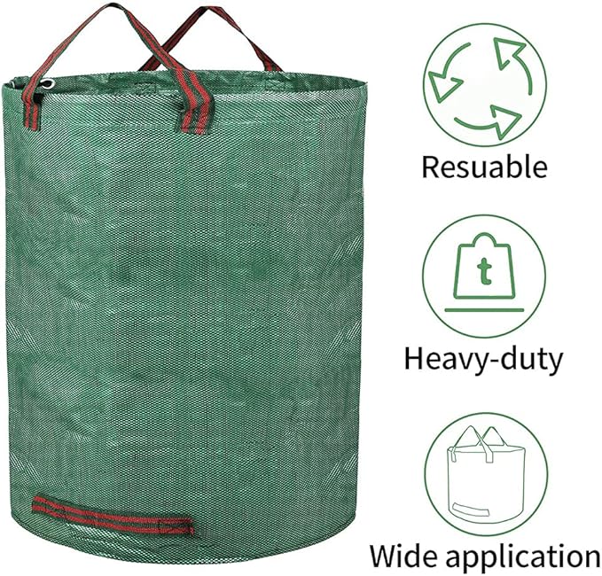 3-Pack 72 Gallon Yard Lawn Reusable Leaf Bags - Heavy Duty Waste Bags Perfect for Leafs/Leaves, Yard Debris Storage and Garden Accessories