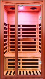 Far Infrared Sauna Home Sauna Spa Room for 1-2 Person Low-EMF Canadian Hemlock Wood 1550W Indoor Saunas with 7 Color Light 39.3 * 35.4 * 74.8Inch