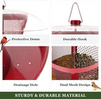 Kingsyard Bird Feeder for Outside, Dual-Use Metal Mesh Wild Bird Feeder with Weatherproof Dome Dual, 2.5 lbs Seed Capacity for Finch Cardinal