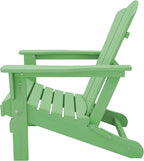 KINGYES Folding Adirondack Chair Set of 2, HDPE All-Weather Folding Adirondack Chair, Light Green