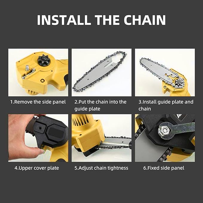 5 Pieces 6 Inch Chainsaw Chain, Replacement Chains for 6 Inch Cordless Electric Portable Mini Chainsaw, Chains Fit for 6-inch Mini Chainsaws -37 Drive Links