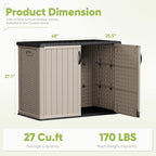 Devoko Outdoor Storage Cabinet 26 Cu Ft with Lockable Doors, Horizontal Storage Shed Waterproof Patio Tools Storage Box for Sofa Cushions, Gardening Tools and Accessories (Beige)