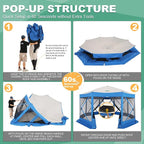 COBIZI 15x15ft Extra Large Pop-Up Gazebo Canopy Tent with Mosquito Netting, Spacious Easy Set-Up Screened Shelter, Durable Outdoor Pavilion with Ground Stakes, Perfect for Patio, Backyard, and Lawn