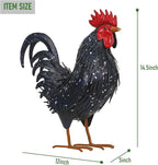 Rooster Garden Statue Sculpture Metal Chicken Yard Decor Outdoor Figurines Patio Backyard Decoration (Black)