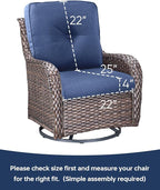 Pop 22x25/22x24 Outdoor Furniture Cushions Set of 6 - Comfortable Patio Chair Cushion for Rattan Wicker Dining Rocking Swivel Chairs Loveseat Couch L-Shape Sectional Sofa - Navy Blue/Button