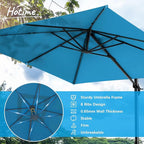 Hotime 10ft Patio Umbrella Outdoor Patio Windproof and Height adjustable, Heavy Duty Aluminum Square Offset Patio Umbrella Cantilever Pool Umbrella with 360°Rotation for Garden Deck Pool, Light Blue