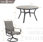 Sophia & William Outdoor Dining Set Patio Dining Set for 4 Round Patio Table and Chairs Set 5 Pieces with Swivel Patio Chairs 42" Metal Table for Garden Pool All Weather Brown