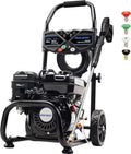 3500 PSI Gas Pressure Washer, 2.3 GPM Heavy-Duty High-Power Cleaner with 209CC 7HP Engine, 25Ft Hose, Axial Aluminum Pump, Soap Tank & 4 Quick-Connect Adjustable Nozzles (Black)