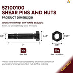 CANAMAX Pack of 10 Snowblower Shear Pins and Nuts 52100100 Compatible With Ariens ST924DLE, ST927LE, ST1130DLE, ST924LET, ST927LET, ST1130LET, ST27LE, ST824E, ST1027LE, ST824LET, ST1027LET Snowthrower