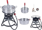 10QT Outdoor Fish Fryer Kit – Heavy-Duty Aluminum Pot, 6.7QT Basket, Propane Deep Fryer with 0-10 PSI Regulator & Steel Frame – Ideal for Seafood & More