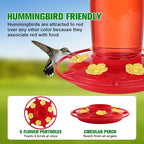 2-Pack Plastic Hummingbird Feeder - 22oz Leakproof Outdoor, 6 Bee-Proof Ports with Ant Moat, Wide Mouth Easy Clean, Hanging Hook for Trees or Decks