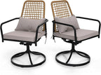 7 Pieces Rattan Patio Swivel Chairs, Stackable Chairs and 63"x38" Rectangle Table Set