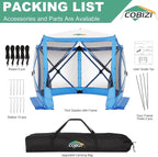 COBIZI 10x10ft Pop up Gazebo Screen House Tent for Camping, Pop-up Camping Canopy with Mesh Windows,Portable Outdoor Quick-Set Hub Tent with Carrying Bag&Ground Stakes,Blue(Upgraded 2.0)