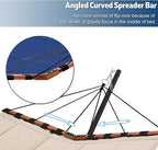 TegerDeger 12FT 2 Person Hammock with Stand Included 55 x 79IN Large Hammock 450LB Capacity with Hardwood Spreader Bar & Nylon Rope for Outside, Patio, Garden, Backyard, Beach, Poolside - Blue