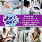 Wool Dryer Balls Laundry Reusable - Odor Eliminating Dryer Laundry Balls with Silver Technology - Natural Fabric Softener and Static Reducer, Reduce Drying Time and Energy Costs - 6 Pack