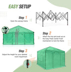 EAGLE PEAK Instant Pop-up Greenhouse, Indoor Outdoor Plant Gardening Green House, Roll-Up Zipper Doors and Side Windows, Walk in 10x10 ft, Green/Clear