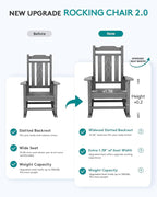 SERWALL Oversized Rocking Chair Set of 2 Outdoor, HDPE Outdoor Rocking Chair Set of 2, Grey