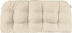RSH DECOR Sunbrella Tufted Wicker Loveseat Cushion | 44” x 22" | Water and Fade-Resistant Performance Fabric | Outdoor Settee Cushion for Patio Furniture | Made in USA (Cast Pumice Linen)