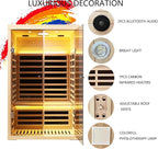 2 Person Infrared Sauna, Hemlock Wood Low EMF Far Infrared Saunas, 1780W/120V Indoor Personal Sauna Room Box with APP Control, Glass Door, Blue-Tooth, LCD, LED Reading Light, 7-Color Light Therapy