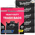 64-65 Gallon Trash Bags Heavy Duty with Flap Ties Extra Large Garbage Bags 2 Mil Outdoor Trash Bags 43 x 49 Trash Can Liners, Black Pack of 120, 6 Boxes of 20 Bags