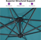 PURPLE LEAF 11 Feet Patio Cantilever Umbrella with Base Outdoor Umbrella Round Aluminum Offset with 360-degree Rotation for Garden Deck Pool Patio, Turquoise Blue