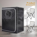 Gollense 2 Person Sauna Portable Steam Sauna Tent with 2 Folding Chairs, Full Size at Home Steam Box for Relaxation Indoor Personal Home Spa, Steamer NOT Included, Black