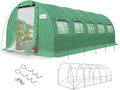 KING BIRD Premium 25x10x6.6FT Greenhouse for Outdoors, Large Walk-in Upgraded Galvanized Metal Frame, Mesh Door Screen Window Improved Zipper Tunnel Hoop for Garden Plant Winter, 2 Stiffeners, Green