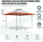 EAGLE PEAK 13x13 Straight Leg Pop Up Canopy Tent Instant Outdoor Canopy Easy Single Person Set up Folding Shelter w/Auto Extending Eaves 169 Square Feet of Shade (Orange)