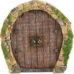 Brown Mini Fairy Garden Door for Tree, 3D Miniature Fairy Door, Bonsai Terrarium Micro Landscape Decoration Accessories, Garden Miniatures