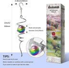 Multi Color Wind Spinner Tail Gazing Ball Spiral Decorative Wind Sculptures - 13in Height