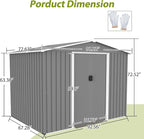 8x6 FT Outdoor Tool Storage Shed with Metal Foundation & Lockable Doors, All Weather Metal Sheds for Garden, Patio, Backyard, Lawn, Gray