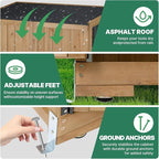 Outdoor Storage Cabinet, Wood & Metal Tall Tool Shed with Weather-Resistant Roof, Double Lockable Doors, 3 Removable Shelves & Adjustable Feet, for Patio, Garden, Backyard, 32" x 15.5" x 66"