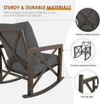Outdoor Rocking Bistro Set, Patio Rocking Chairs Set of 2 with Coffee Table, 3 Pieces Metal Conversation Sets with 6.5" Thick Cushions for Backyard, Porch, Poolside, Oversized (Gray)