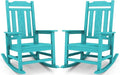 SERWALL Oversized Rocking Chair Set of 2 Outdoor, HDPE Outdoor Rocking Chair Set of 2, Aruba
