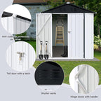 6 x 4 FT Metal Outdoor Storage Shed & Double Hinged Large Door - Heavy-Duty Shed with Floor, Lockable & Ventilation - Rainproof Windproof Large Utility Garden Shed for Backyard Patio Lawn - White