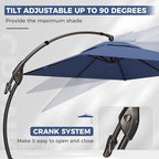 Grand patio 9x12 FT Outdoor Cantilever Umbrella with Base & Cover Large Aluminum Rectangle Offset Umbrellas for Pool Deck (Navy Blue, 9x12 FT)