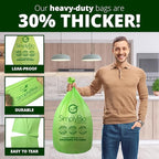 10-13 Gallon Compostable Trash Bags with Flat-Top 50 Bags Thick 0.87 Mil Leakproof Plant-based Tall Kitchen Wet Food Scrap Waste, ASTM D6400, US BPI and OK Compost Home Certified