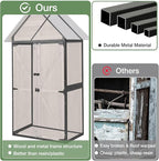 Outdoor Storage Shed with Strongest Metal Frame, Storage Cabinet with Floor, Weatherproof Tool Shed with Adjustable Shelfs, Lockable Metal Garden Shed Steel for Backyard Patio (Brown)