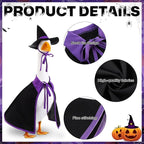 Halloween Porch Goose Outfit Set for 23'' Plastic Statue Lawn Porch Goose Clothes with Cloak Hat Costume for Indoor Outdoor Patio Yard Lawn Art Decor(Purple)